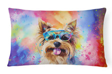 Load image into Gallery viewer, Yorkshire Terrier Hippie Dawg Fabric Decorative Pillow