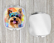 Load image into Gallery viewer, Yorkshire Terrier Hippie Dawg Compact Mirror – Stylish Purse Mirror with Artistic Covers