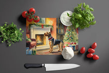 Load image into Gallery viewer, Airedale Terrier Cozy Christmas Glass Cutting Boards – Durable, Decorative Kitchen Art Large