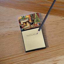 Load image into Gallery viewer, Airedale Terrier Cozy Christmas Sticky Note Holder- Refiilable Desk Accessory Note Pad