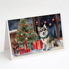 Load image into Gallery viewer, Alaskan Klee Kai Cozy Christmas Greeting Cards - Blank Note Cards – 8-Pack of Artist-Designed Cards with Envelopes