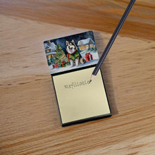 Load image into Gallery viewer, Alaskan Malamute Cozy Christmas Sticky Note Holder- Refiilable Desk Accessory Note Pad