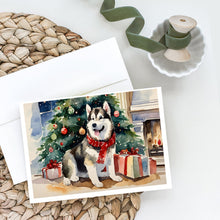 Load image into Gallery viewer, Alaskan Malamute Cozy Christmas Greeting Cards - Blank Note Cards – 8-Pack of Artist-Designed Cards with Envelopes