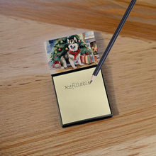 Load image into Gallery viewer, Alaskan Malamute Cozy Christmas Sticky Note Holder- Refiilable Desk Accessory Note Pad