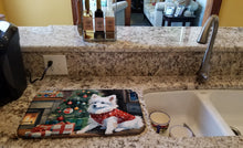 Load image into Gallery viewer, American Eskimo Cozy Christmas Dish Drying Mat