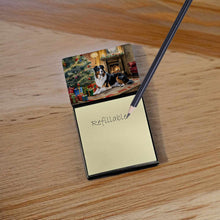 Load image into Gallery viewer, Australian Shepherd Cozy Christmas Sticky Note Holder- Refiilable Desk Accessory Note Pad