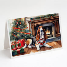 Load image into Gallery viewer, Basset Hound Cozy Christmas Greeting Cards - Blank Note Cards – 8-Pack of Artist-Designed Cards with Envelopes