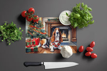 Load image into Gallery viewer, Basset Hound Cozy Christmas Glass Cutting Boards – Durable, Decorative Kitchen Art Large