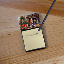 Load image into Gallery viewer, Basset Hound Cozy Christmas Sticky Note Holder- Refiilable Desk Accessory Note Pad