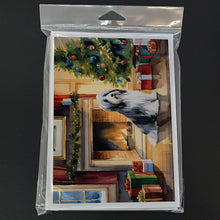 Load image into Gallery viewer, Bearded Collie Cozy Christmas Greeting Cards - Blank Note Cards – 8-Pack of Artist-Designed Cards with Envelopes