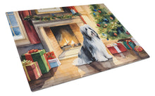 Load image into Gallery viewer, Bearded Collie Cozy Christmas Glass Cutting Boards – Durable, Decorative Kitchen Art Large