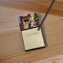 Load image into Gallery viewer, Bearded Collie Cozy Christmas Sticky Note Holder- Refiilable Desk Accessory Note Pad