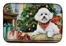 Load image into Gallery viewer, Bichon Frise Cozy Christmas Dish Drying Mat