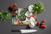 Load image into Gallery viewer, Bichon Frise Cozy Christmas Glass Cutting Boards – Durable, Decorative Kitchen Art Large
