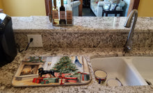 Load image into Gallery viewer, Black and Tan Coonhound Cozy Christmas Dish Drying Mat