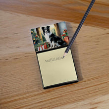 Load image into Gallery viewer, Border Collie Cozy Christmas Sticky Note Holder- Refiilable Desk Accessory Note Pad