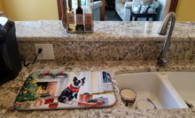 Load image into Gallery viewer, Boston Terrier Cozy Christmas Dish Drying Mat