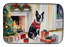 Load image into Gallery viewer, Boston Terrier Cozy Christmas Dish Drying Mat