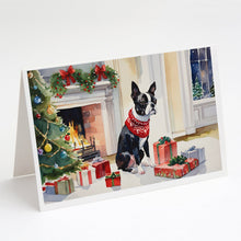 Load image into Gallery viewer, Boston Terrier Cozy Christmas Greeting Cards - Blank Note Cards – 8-Pack of Artist-Designed Cards with Envelopes
