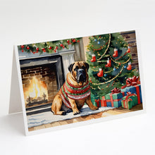 Load image into Gallery viewer, Bullmastiff Cozy Christmas Greeting Cards - Blank Note Cards – 8-Pack of Artist-Designed Cards with Envelopes