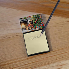 Load image into Gallery viewer, Bullmastiff Cozy Christmas Sticky Note Holder- Refiilable Desk Accessory Note Pad