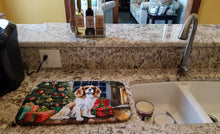 Load image into Gallery viewer, Cavalier Spaniel Cozy Christmas Dish Drying Mat