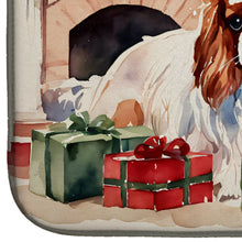 Load image into Gallery viewer, Cavalier Spaniel Cozy Christmas Dish Drying Mat