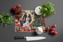 Load image into Gallery viewer, Cavalier Spaniel Cozy Christmas Glass Cutting Boards – Durable, Decorative Kitchen Art Large