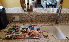 Load image into Gallery viewer, Cocker Spaniel Cozy Christmas Dish Drying Mat