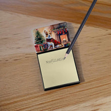Load image into Gallery viewer, Corgi Cozy Christmas Sticky Note Holder- Refiilable Desk Accessory Note Pad