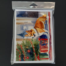 Load image into Gallery viewer, Corgi Cozy Christmas Greeting Cards - Blank Note Cards – 8-Pack of Artist-Designed Cards with Envelopes
