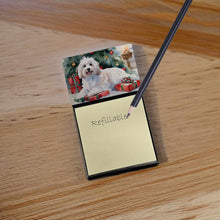 Load image into Gallery viewer, Coton De Tulear Cozy Christmas Sticky Note Holder- Refiilable Desk Accessory Note Pad