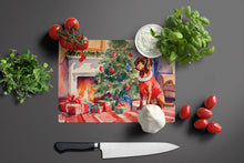 Load image into Gallery viewer, Dachshund Cozy Christmas Glass Cutting Boards – Durable, Decorative Kitchen Art Large