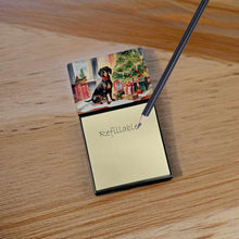 Load image into Gallery viewer, Dachshund Cozy Christmas Sticky Note Holder- Refiilable Desk Accessory Note Pad