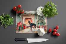 Load image into Gallery viewer, Doberman Pinscher Cozy Christmas Glass Cutting Boards – Durable, Decorative Kitchen Art Large