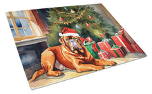 Load image into Gallery viewer, Dogue de Bordeaux Cozy Christmas Glass Cutting Boards – Durable, Decorative Kitchen Art Large