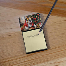Load image into Gallery viewer, English Bulldog Cozy Christmas Sticky Note Holder- Refiilable Desk Accessory Note Pad