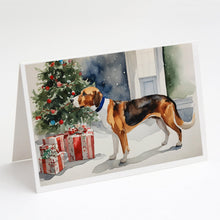Load image into Gallery viewer, English Foxhound Cozy Christmas Greeting Cards - Blank Note Cards – 8-Pack of Artist-Designed Cards with Envelopes