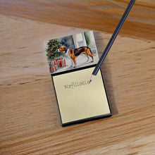 Load image into Gallery viewer, English Foxhound Cozy Christmas Sticky Note Holder- Refiilable Desk Accessory Note Pad