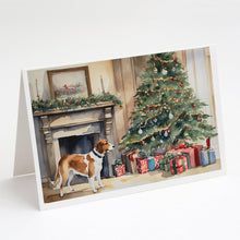 Load image into Gallery viewer, English Foxhound Cozy Christmas Greeting Cards - Blank Note Cards – 8-Pack of Artist-Designed Cards with Envelopes