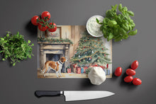 Load image into Gallery viewer, English Foxhound Cozy Christmas Glass Cutting Boards – Durable, Decorative Kitchen Art Large