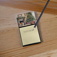 Load image into Gallery viewer, English Foxhound Cozy Christmas Sticky Note Holder- Refiilable Desk Accessory Note Pad