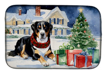 Load image into Gallery viewer, Entlebucher Mountain Dog Cozy Christmas Dish Drying Mat