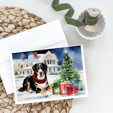 Load image into Gallery viewer, Entlebucher Mountain Dog Cozy Christmas Greeting Cards - Blank Note Cards – 8-Pack of Artist-Designed Cards with Envelopes