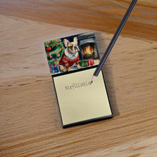Load image into Gallery viewer, French Bulldog Cozy Christmas Sticky Note Holder- Refiilable Desk Accessory Note Pad