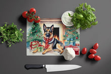 Load image into Gallery viewer, German Shepherd Cozy Christmas Glass Cutting Boards – Durable, Decorative Kitchen Art Large