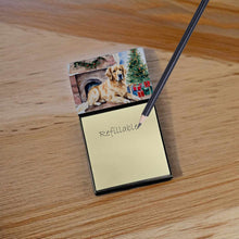 Load image into Gallery viewer, Golden Retriever Cozy Christmas Sticky Note Holder- Refiilable Desk Accessory Note Pad
