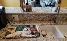 Load image into Gallery viewer, Great Pyrenees Cozy Christmas Dish Drying Mat