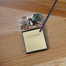 Load image into Gallery viewer, Greater Swiss Mountain Dog Cozy Christmas Sticky Note Holder- Refiilable Desk Accessory Note Pad