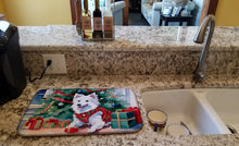 Load image into Gallery viewer, Japanese Spitz Cozy Christmas Dish Drying Mat